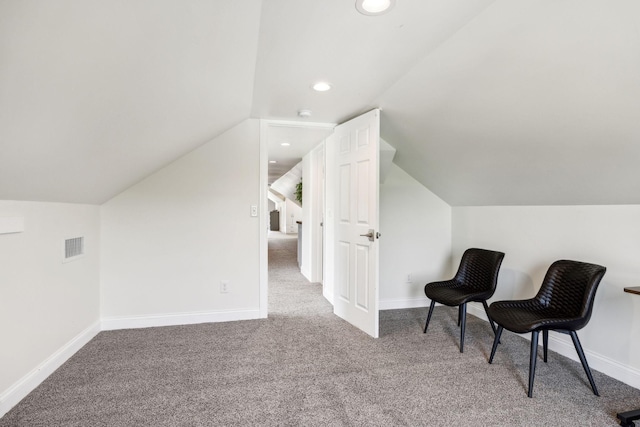 303 Avondale Dr, Franklin, TN 37064 - sitting room with carpet flooring, vaulted ceiling, baseboards, and recessed lighting