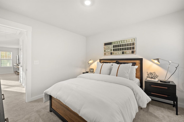 7218 Hanworth St, Fairview, TN 37062 - bedroom with light colored carpet, attic access, and baseboards
