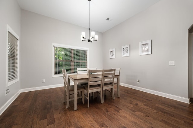 2743 Crowne Pointe Dr, Murfreesboro, TN 37130 - dining room featuring a chandelier, dark wood-type flooring, and baseboards
