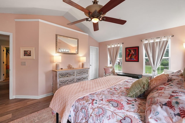 1514 Cardinal Ln, Mount Juliet, TN 37122 - bedroom featuring lofted ceiling, wood finished floors, baseboards, and a ceiling fan