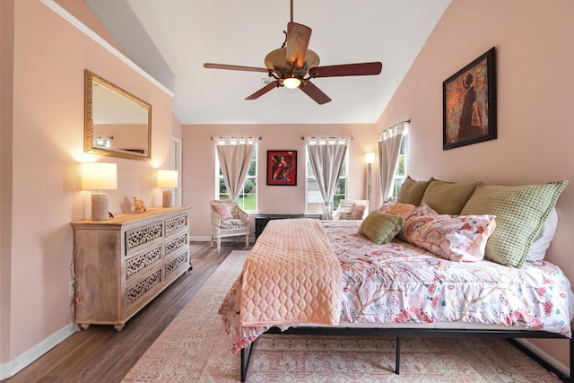 1514 Cardinal Ln, Mount Juliet, TN 37122 - bedroom with lofted ceiling, wood finished floors, baseboards, and a ceiling fan