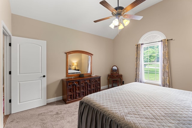 3006 Gracie Ann Dr, Greenbrier, TN 37073 - bedroom featuring carpet, vaulted ceiling, baseboards, and ceiling fan
