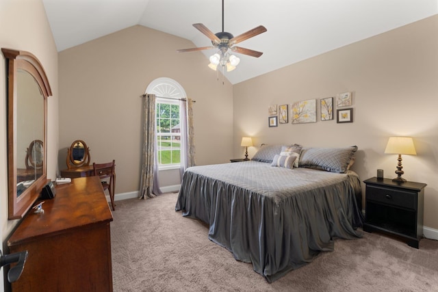 3006 Gracie Ann Dr, Greenbrier, TN 37073 - bedroom with light carpet, lofted ceiling, baseboards, and ceiling fan