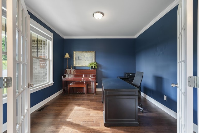 6740 Falls Ridge Ln, College Grove, TN 37046 - office space with healthy amount of natural light, ornamental molding, wood finished floors, and baseboards