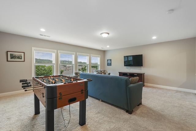 6740 Falls Ridge Ln, College Grove, TN 37046 - playroom with light colored carpet, baseboards, and recessed lighting