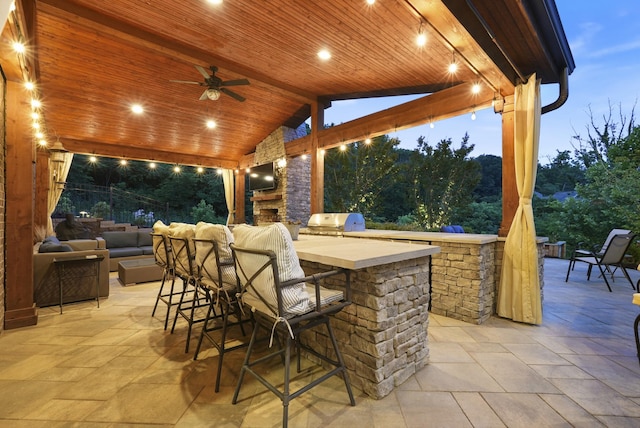6740 Falls Ridge Ln, College Grove, TN 37046 - view of patio with ceiling fan and an outdoor living space