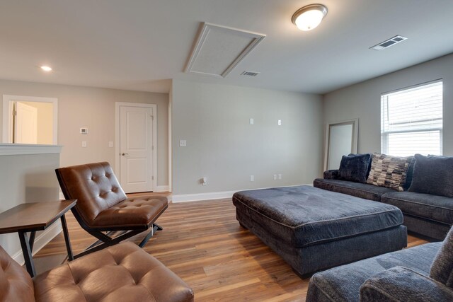 1207 Bridgett Way, Mount Juliet, TN 37122 - living area with light wood-type flooring, baseboards, attic access, and recessed lighting