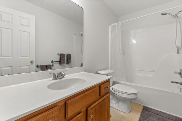 2707 Comer Dr, Murfreesboro, TN 37128 - full bath featuring vanity, shower / bathtub combination with curtain, tile patterned floors, and toilet