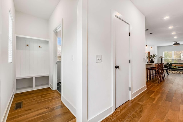 600B 41st Ave N, Nashville, TN 37209 - hall with wood finished floors, baseboards, and recessed lighting