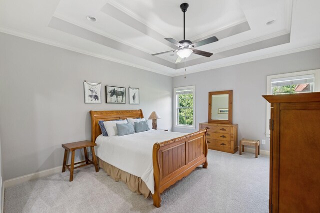 4181 Miles Johnson Pkwy, Spring Hill, TN 37174 - bedroom featuring a raised ceiling, crown molding, light carpet, and ceiling fan