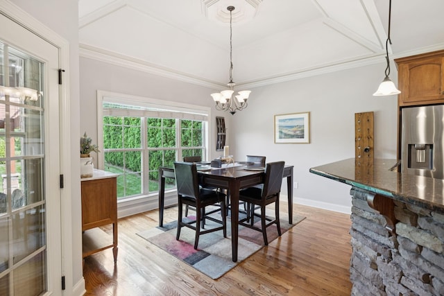 4181 Miles Johnson Pkwy, Spring Hill, TN 37174 - dining space with plenty of natural light, light wood-type flooring, a chandelier, ornamental molding, and baseboards