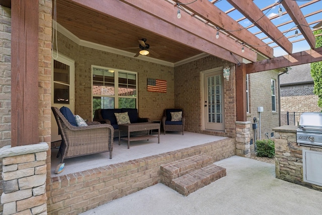 4181 Miles Johnson Pkwy, Spring Hill, TN 37174 - view of patio / terrace featuring ceiling fan, a pergola, and an outdoor living space