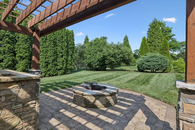 4181 Miles Johnson Pkwy, Spring Hill, TN 37174 - view of patio featuring an outdoor fire pit and a pergola
