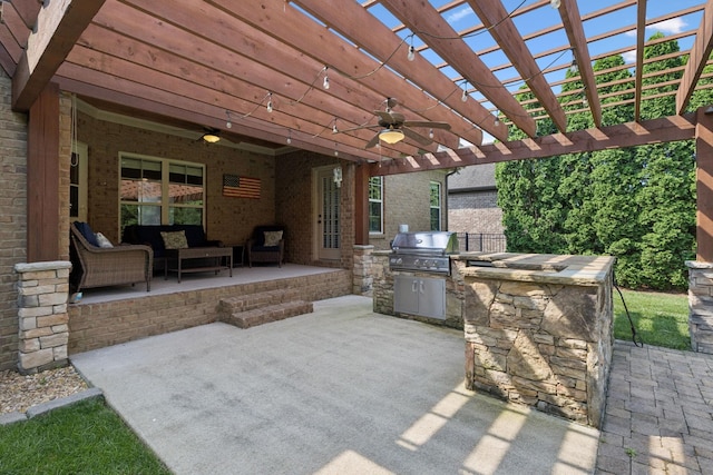 4181 Miles Johnson Pkwy, Spring Hill, TN 37174 - view of patio / terrace featuring an outdoor living space, ceiling fan, and a pergola