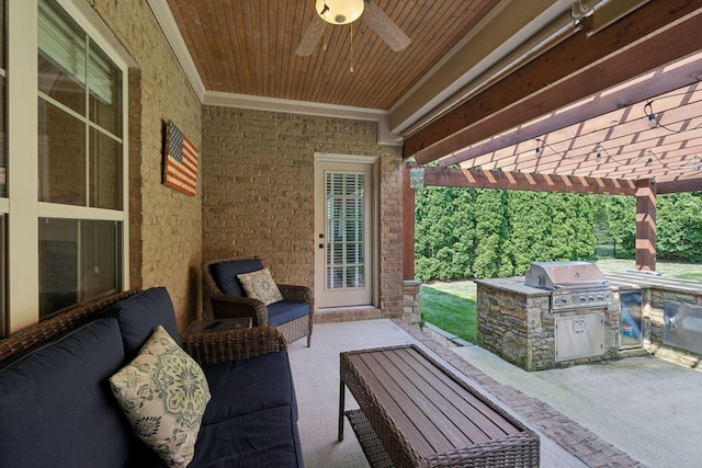4181 Miles Johnson Pkwy, Spring Hill, TN 37174 - view of patio / terrace with a pergola, an outdoor hangout area, and a ceiling fan