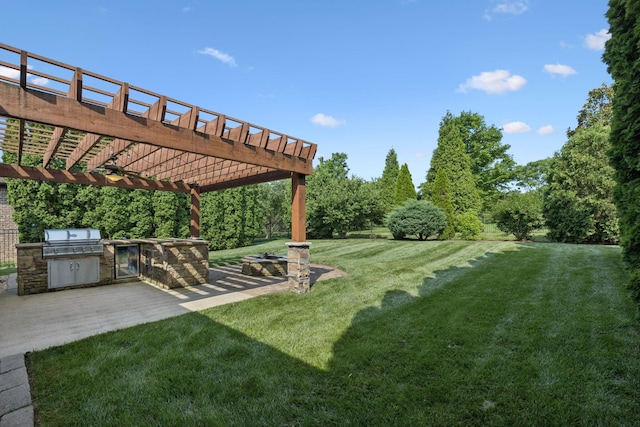 4181 Miles Johnson Pkwy, Spring Hill, TN 37174 - view of green lawn with exterior kitchen, a pergola, and a patio