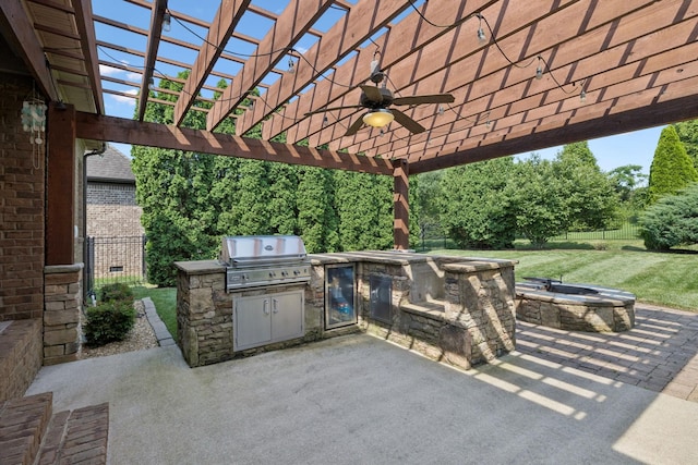 4181 Miles Johnson Pkwy, Spring Hill, TN 37174 - view of patio / terrace featuring an outdoor fire pit, ceiling fan, and a pergola