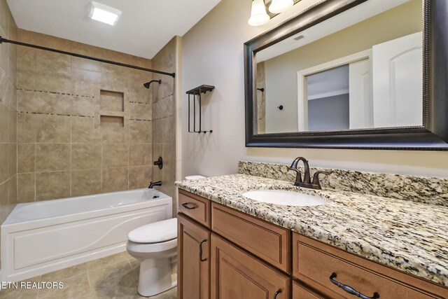 550 Stone Villa Ln, Knoxville, TN 37934 - bathroom featuring toilet, vanity, shower / bath combination, and tile patterned flooring