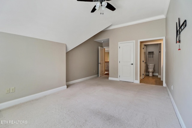 550 Stone Villa Ln, Knoxville, TN 37934 - unfurnished bedroom with carpet floors, crown molding, ensuite bathroom, baseboards, and a ceiling fan