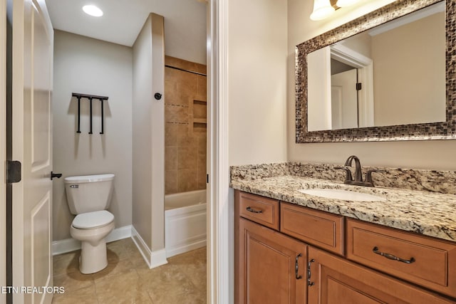 550 Stone Villa Ln, Knoxville, TN 37934 - full bathroom featuring vanity, toilet, baseboards, tile patterned floors, and bathing tub / shower combination