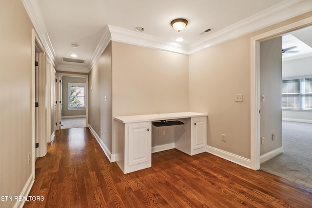 550 Stone Villa Ln, Knoxville, TN 37934 - hall with ornamental molding, dark wood-type flooring, and baseboards