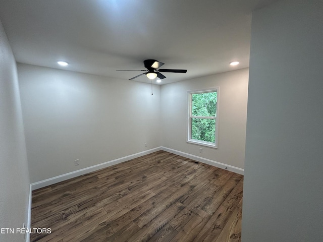 342 N Norris St, Jamestown, TN 38556 - spare room with ceiling fan, dark wood finished floors, recessed lighting, and baseboards