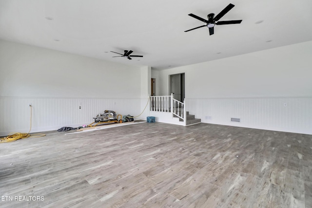 1128 Allardt Hwy, Jamestown, TN 38556 - spare room featuring wainscoting, wood finished floors, and a ceiling fan