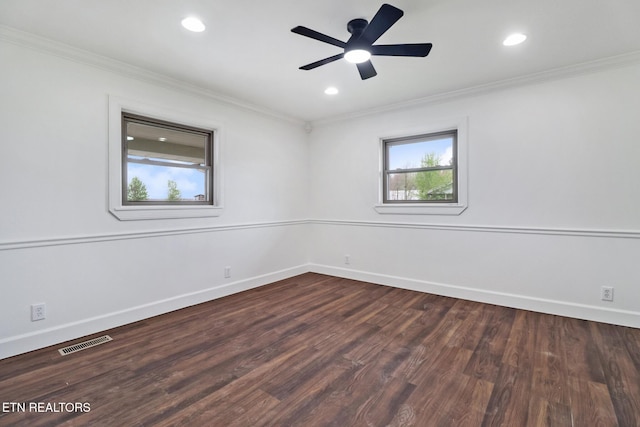 1128 Allardt Hwy, Jamestown, TN 38556 - unfurnished room with ornamental molding, baseboards, wood finished floors, ceiling fan, and recessed lighting