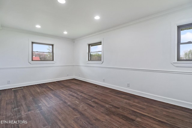 1128 Allardt Hwy, Jamestown, TN 38556 - empty room with crown molding, baseboards, dark wood finished floors, and recessed lighting