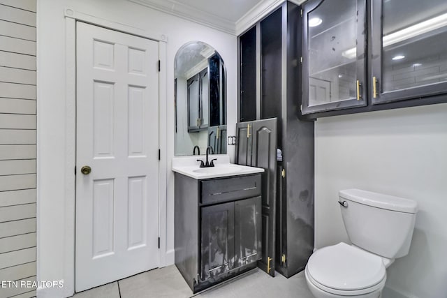 1128 Allardt Hwy, Jamestown, TN 38556 - bathroom with toilet, ornamental molding, vanity, and tile patterned flooring