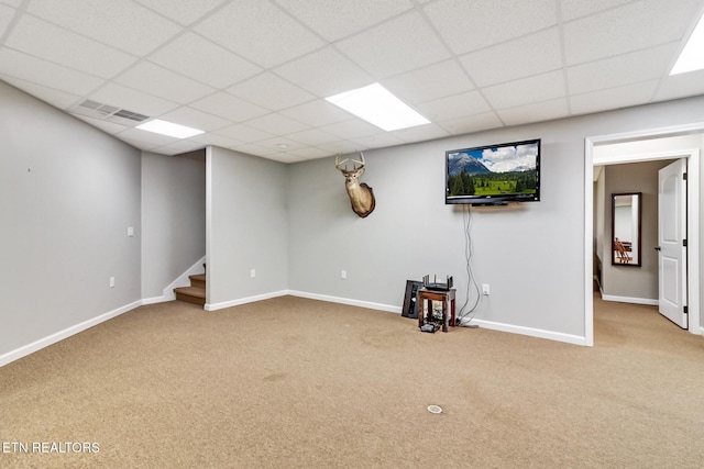 5424 Wilder Rd, Grimsley, TN 38565 - finished below grade area with carpet flooring, stairs, baseboards, and a drop ceiling