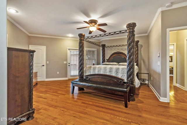 5424 Wilder Rd, Grimsley, TN 38565 - bedroom with crown molding, wood finished floors, baseboards, and ceiling fan