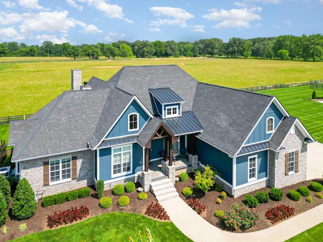 3013 Berry Patch Trl, Rockvale, TN 37153 - craftsman-style house with a standing seam roof, stone siding, metal roof, and board and batten siding