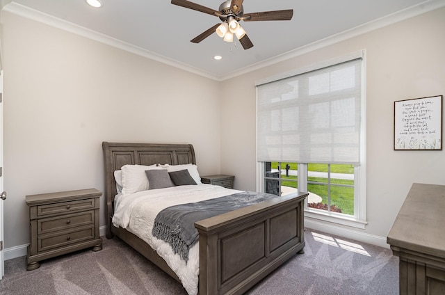 3013 Berry Patch Trl, Rockvale, TN 37153 - carpeted bedroom featuring crown molding, recessed lighting, baseboards, and ceiling fan