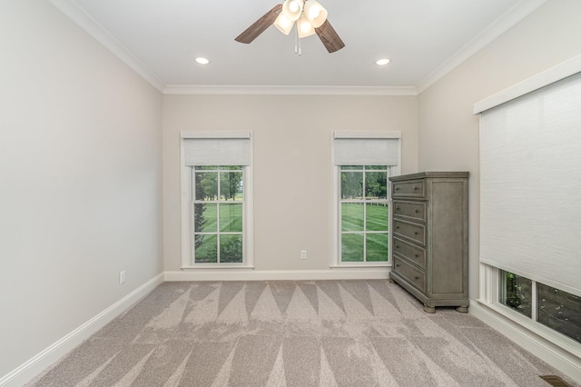 3013 Berry Patch Trl, Rockvale, TN 37153 - unfurnished bedroom featuring multiple windows, ornamental molding, carpet flooring, baseboards, and recessed lighting
