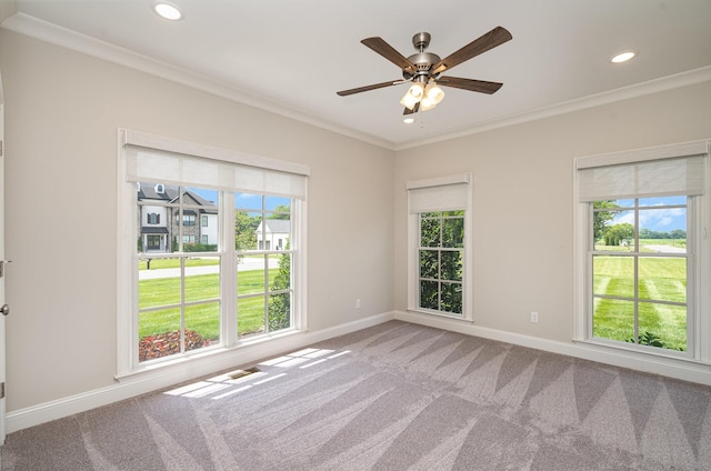 3013 Berry Patch Trl, Rockvale, TN 37153 - empty room featuring healthy amount of natural light, carpet flooring, crown molding, baseboards, and recessed lighting