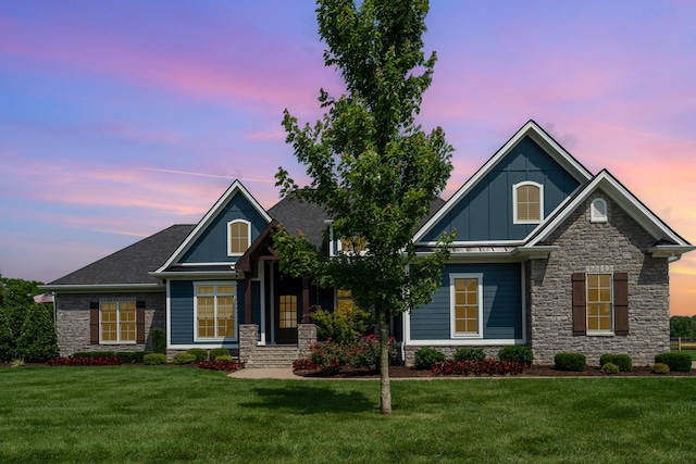 3013 Berry Patch Trl, Rockvale, TN 37153 - craftsman-style house with stone siding, a yard, and board and batten siding