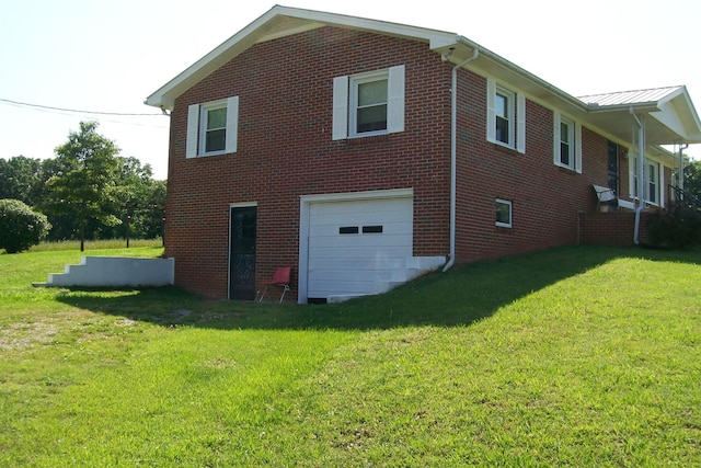 7985 Francis Ferry Rd, Rock Island, TN 38581 - view of side of home featuring brick siding, an attached garage, and a lawn