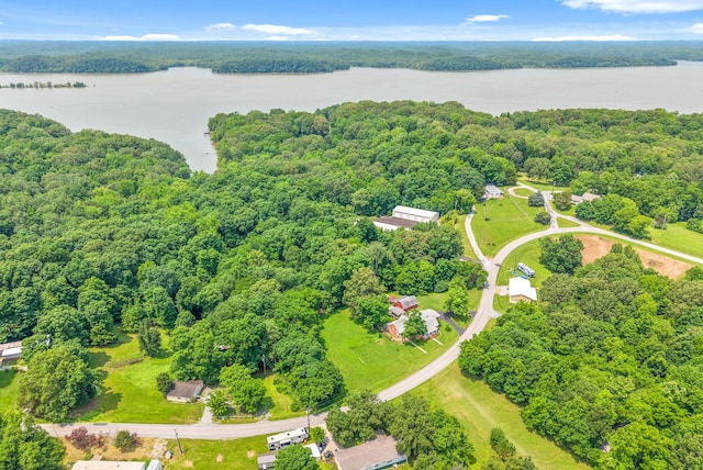 6085 Blue Springs Rd, Cadiz, KY 42211 - drone / aerial view of a nearby body of water and a heavily wooded area