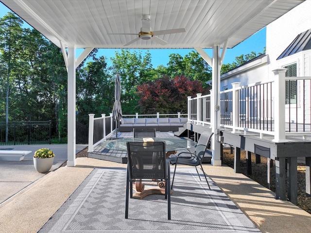 2207 Oakwood Ct, Franklin, TN 37064 - view of patio featuring outdoor lounge area, ceiling fan, and a deck