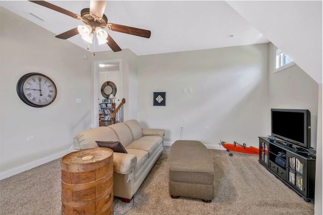 2122 Slater Dr, Murfreesboro, TN 37128 - living area with carpet floors, baseboards, and ceiling fan