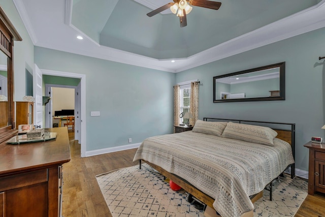 2122 Slater Dr, Murfreesboro, TN 37128 - bedroom featuring recessed lighting, wood finished floors, ornamental molding, baseboards, and ceiling fan