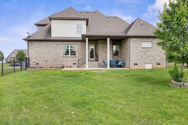 2122 Slater Dr, Murfreesboro, TN 37128 - back of property with crawl space, a patio area, brick siding, and roof with shingles
