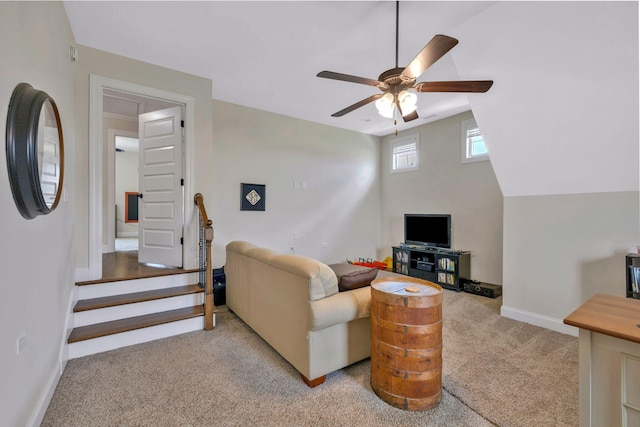 2122 Slater Dr, Murfreesboro, TN 37128 - living area featuring carpet flooring, a ceiling fan, and baseboards