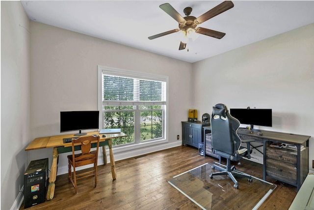 2122 Slater Dr, Murfreesboro, TN 37128 - office space with hardwood / wood-style floors, ceiling fan, and baseboards