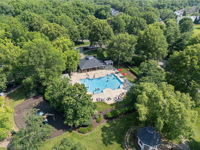 3207 Gardendale Dr, Franklin, TN 37064 - aerial view of a pool area and a heavily wooded area
