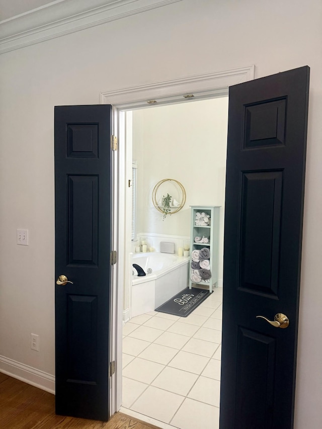 2815 Anglo Ct, Murfreesboro, TN 37129 - full bathroom with ornamental molding, a bath, wood finished floors, and baseboards