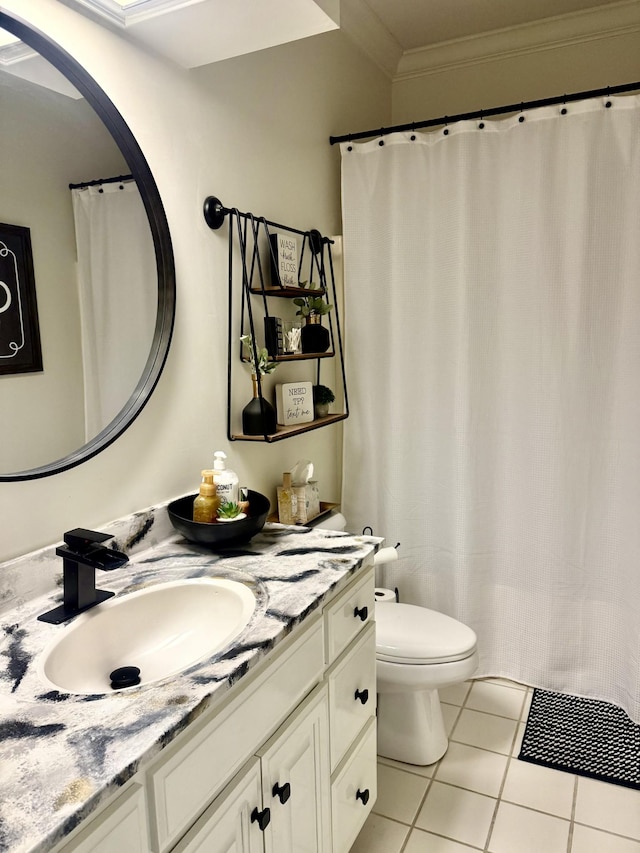 2815 Anglo Ct, Murfreesboro, TN 37129 - bathroom featuring vanity, toilet, ornamental molding, and tile patterned floors