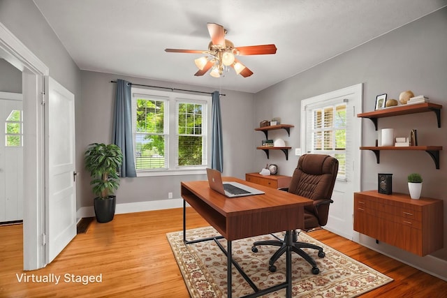 400 Connell St, Springfield, TN 37172 - office space with healthy amount of natural light, ceiling fan, light wood-style flooring, and baseboards