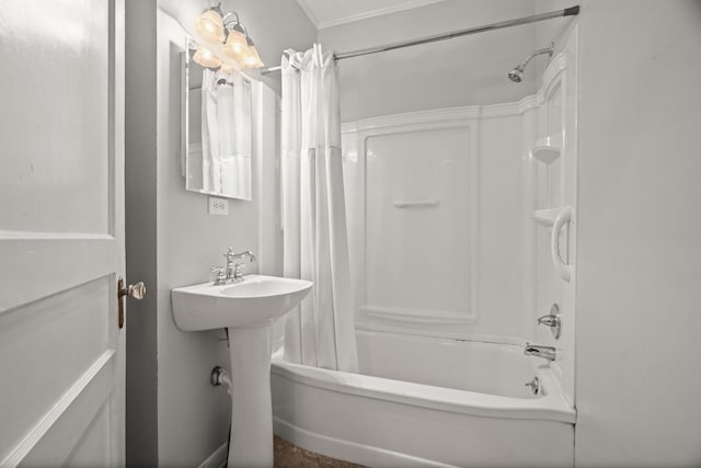 400 Connell St, Springfield, TN 37172 - bathroom with shower / tub combo with curtain and crown molding